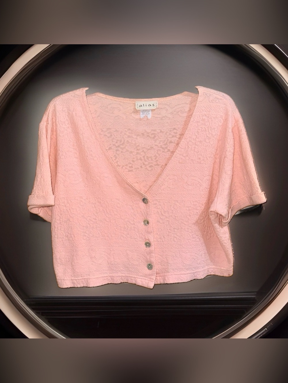 Alias Blush Pink V-Neck Button-Front Crop Top-GC